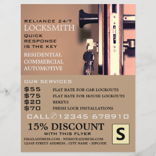 Sleutels in deur, slotenmaker reclamefolder flyer