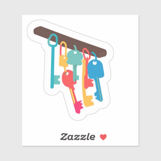 Sleutels in diverse kleuren sticker (Vel)