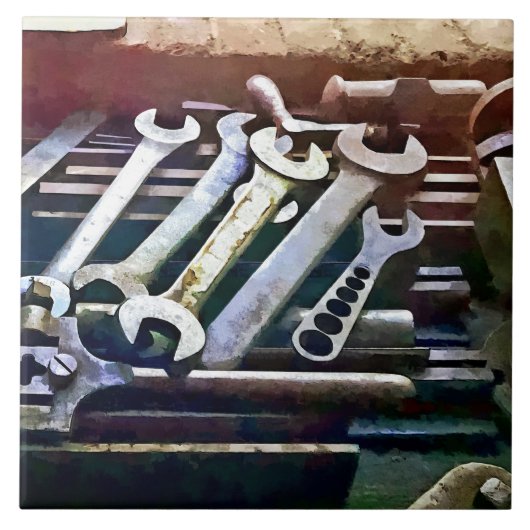 Sleutels in Machinewerkplaats Tegeltje (Voorkant)