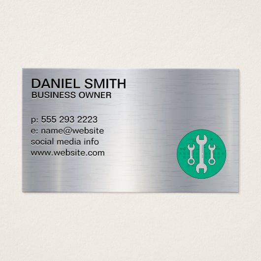 Sleutels | Industrieel Metalen Visitekaartje (Voorkant)