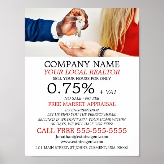 Sleutels, makelaar, makelaar Adverteren Poster (Voorkant)