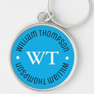 sleutels met de naam ( blauwe cirkelmonogram ) sleutelhanger