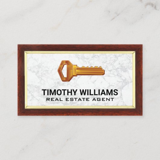 Sleutels | Rand hout | Marmer Visitekaartje (Voorkant)