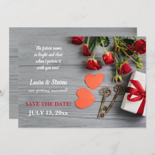 Sleutels van de Liefde Save the Date Aankondiging (Voorkant / Achterkant)
