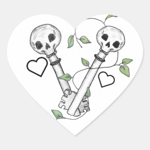 Sleutels van geraamtes hart sticker