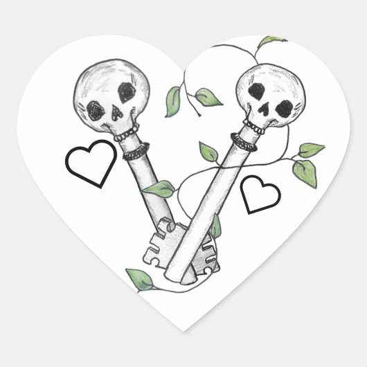 Sleutels van geraamtes hart sticker (Voorkant)