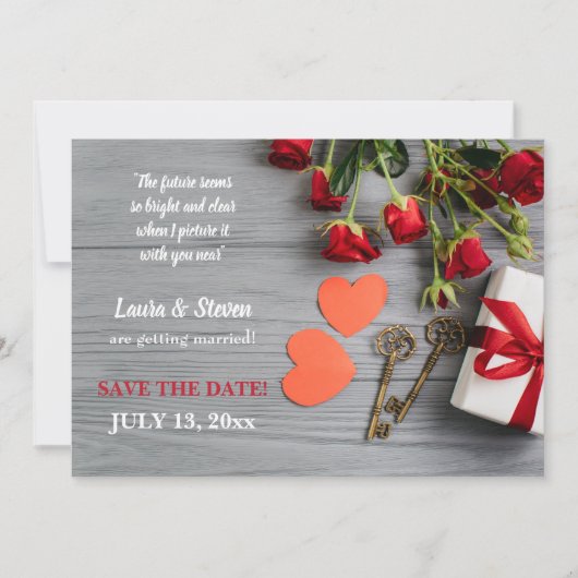 Sleutels van Liefde Save the Date Aankondiging (Voorkant)