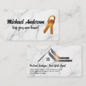 Sleutels | Vastgoed Metallic Logo | Marmer Visitekaartje (Voorkant / Achterkant)