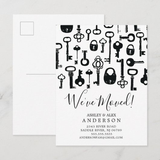  sleutels Verplaatsend Aankondiging Postkaart (Voorkant / Achterkant)