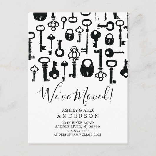 sleutels Verplaatsend Aankondiging Postkaart (Voorkant)