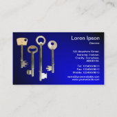 Sleutels - Wit op Spotlit Blue Visitekaartje (Achterkant)