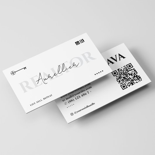 Sleutelscript voor Minimum Realtor Realty-hypothee Visitekaartje