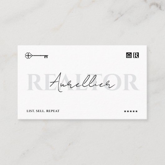 Sleutelscript voor Minimum Realtor Realty-hypothee Visitekaartje (Voorkant)