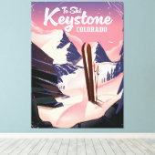 Sleutelsteen om te skiën canvas afdruk (Insitu (Houten vloer))