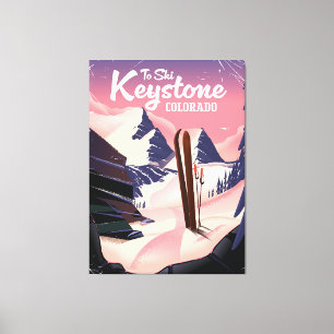 Sleutelsteen om te skiën canvas afdruk