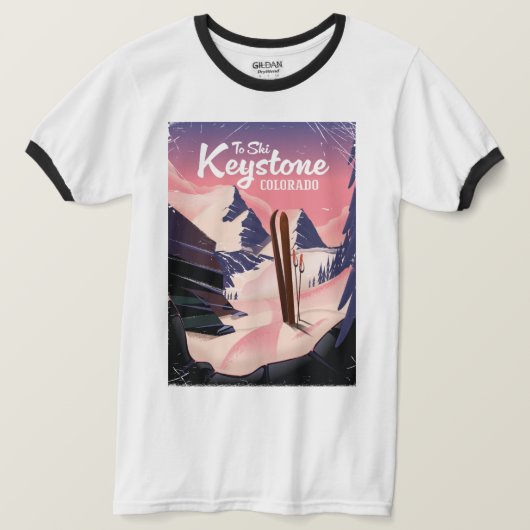Sleutelsteen om te skiën t-shirt (Design voorkant)