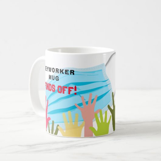 Sleutelwerker mok HANDS OFF!  Grappig masker (Voorkant links)