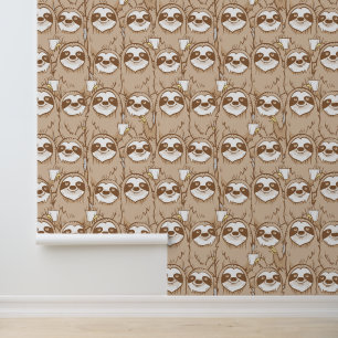 Sleuven en koffie-patroon behang