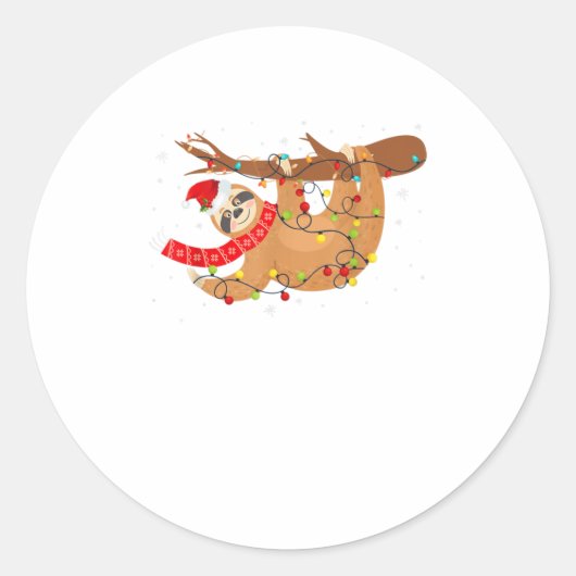 Sleuven met kerstmis met Funny Sloths Xm Ronde Sticker (Voorkant)
