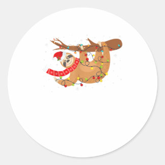 Sleuven met kerstmis met Funny Sloths Xm Ronde Sticker