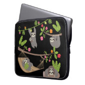 Sleuven op zwarte achtergrond laptop sleeve (Voorkant Links)