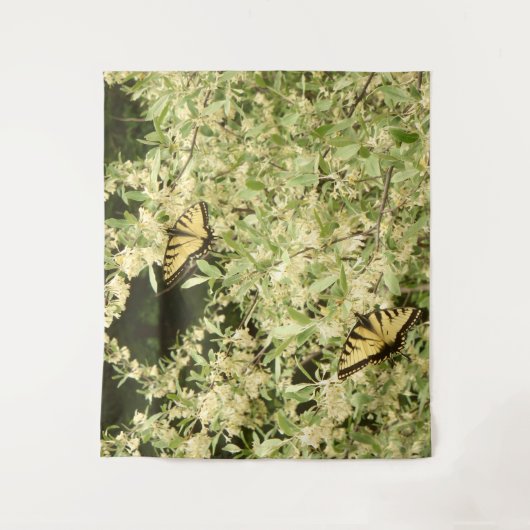 Slib-vlinders op bloeiende struikgewas wandkleed (Voorkant)