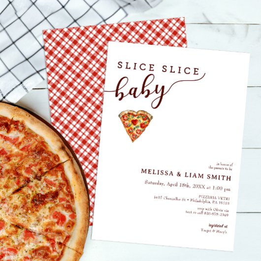 Slice Baby Couples Pizza Baby shower Invitat Kaart