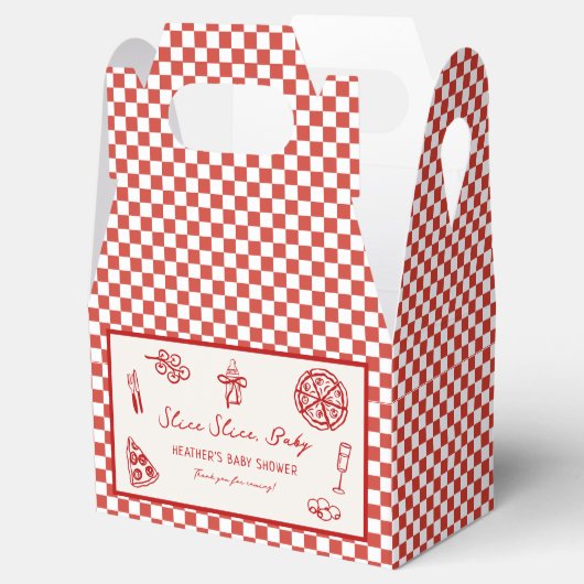 Slice Baby Italiaans Pizza Baby shower Bedankdoosjes (Geopend)