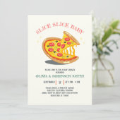 Slice Baby Modern Italiaans Pizza Baby shower Kaart (Staand voorkant)
