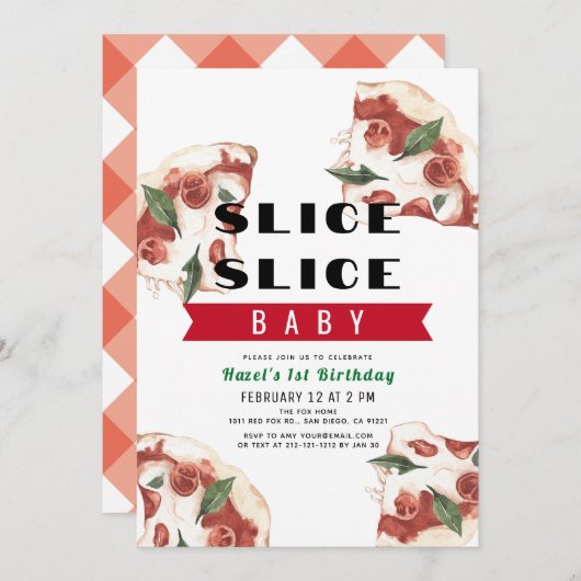 Slice Baby Pizza 1e verjaardag Kaart (Voorkant / Achterkant)