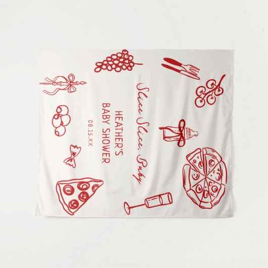 Slice Baby Pizza Baby shower Banner Wandkleed (Voorkant (horizontaal))