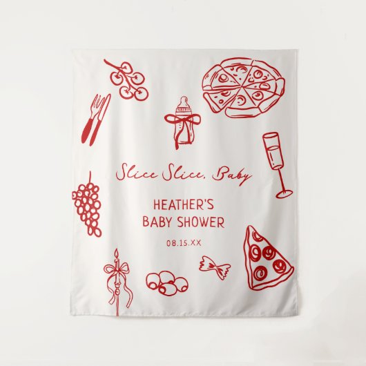Slice Baby Pizza Baby shower Banner Wandkleed (Voorkant)
