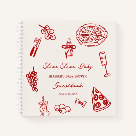 Slice Baby Pizza Baby shower Guestbook Notitieboek (Voorkant)