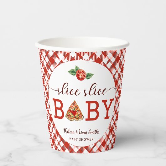Slice Baby Pizza Baby shower Papieren kopjes – Fu Papieren Bekers (Voorkant)