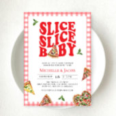 Slice Baby Pizza Baby shower Pink Gingham Kaart
