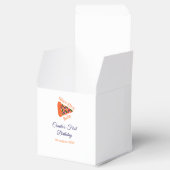 Slice baby pizza bruin blauw 1e verjaardag bedankdoosjes (Geopend)