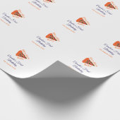 Slice baby pizza bruin blauw 1e verjaardag cadeaupapier (Hoek)