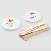 Slice baby pizza bruin blauw 1e verjaardag handwaaier (Niet-gemonteerd)