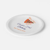 Slice baby pizza bruin blauw 1e verjaardag papieren bordje (Gekanteld)