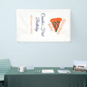 Slice baby pizza bruin blauw 1e verjaardag spandoek (Beurs)