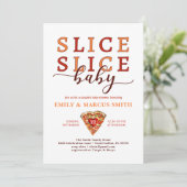 Slice Baby Pizza Co-ed Baby shower Invitatio Kaart (Staand voorkant)