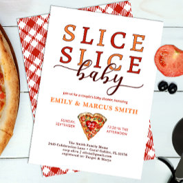 Slice Baby Pizza Co-ed Baby shower Invitatio Kaart