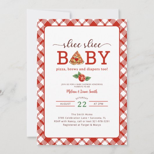 Slice Baby Pizza Couples Foto Baby shower I Kaart (Voorkant)