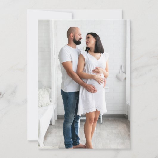 Slice Baby Pizza Couples Foto Baby shower I Kaart (Achterkant)