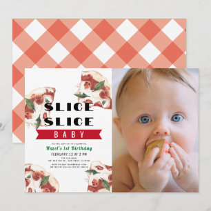 Slice Baby Pizza Foto 1e verjaardag Kaart