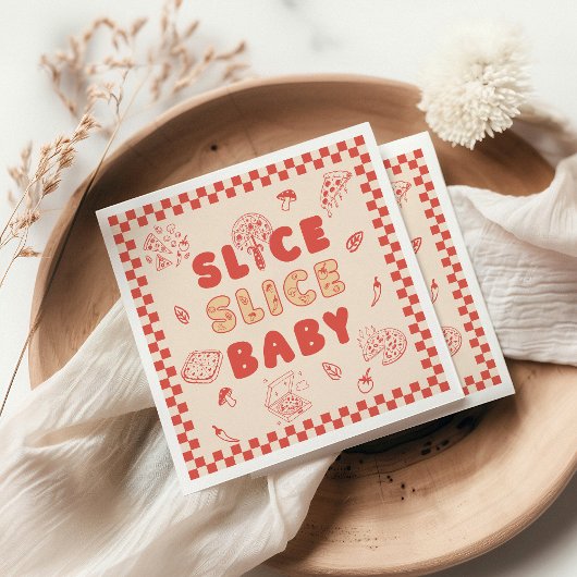 Slice Baby Pizza Hand getrokken Baby shower Servet