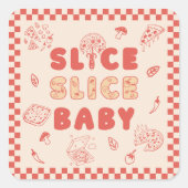 Slice Baby Pizza Hand getrokken Baby shower Vierkante Sticker (Voorkant)