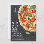 Slice Baby Pizza Modern Eerste Verjaardag Kaart (Voorkant)