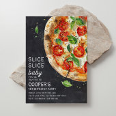 Slice Baby Pizza Modern Eerste Verjaardag Kaart