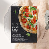 Slice Baby Pizza Modern Eerste Verjaardag Kaart
